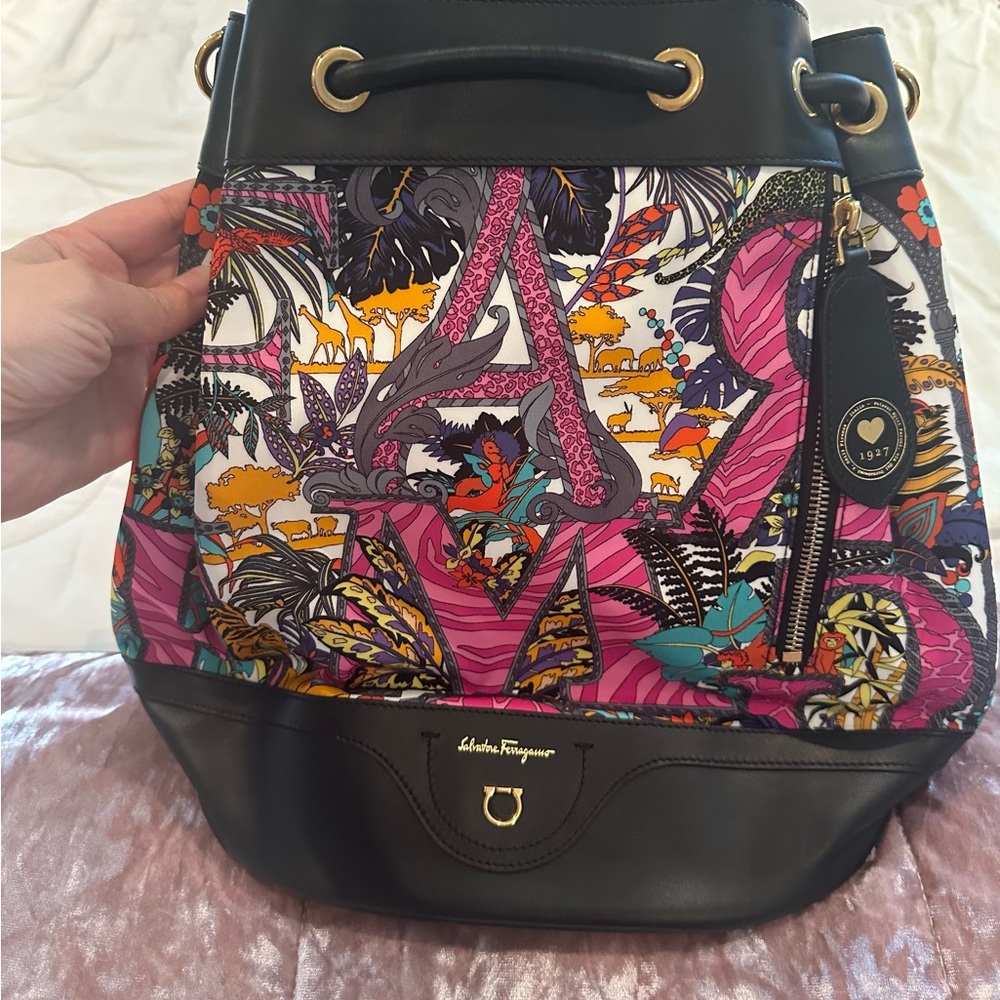 Salvatore Ferragamo Black and Pink Women's Backpack